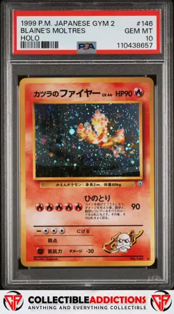 1999 Pokemon Japanese Gym 2 #146 Blaine'S Moltres Holo PSA 10 Gem Mint Swirl - Image 1