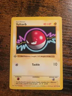 Pokemon Card Voltorb 1st Edition Shadowless 67/102 Base Set 1999 LP - Image 1