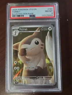 2025 POKEMON JTG EN-JOURNEY TOGETHER ILLUSTRATION RARE #168 FURRET PSA 8 - Image 1