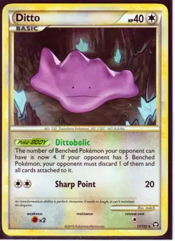 2010 DITTO 17/102 HeartGold SoulSilver TRIUMPHANT POKEMON CARD RARE- REGULAR- NM - Image 1