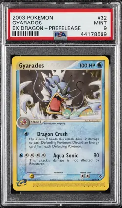 2003 POKEMON EX DRAGON PRERELEASE #32 GYARADOS PSA 9 - Image 1