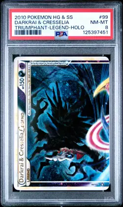 2010 Pokemon Triumphant-Legend-Holo Darkrai & Cresselia #99 PSA 8 HG&SS - Image 1