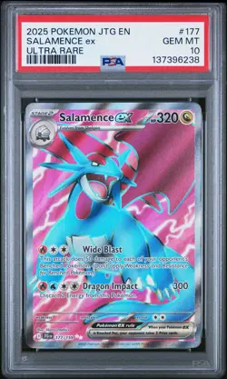 2025 POKEMON JTG EN-JOURNEY TOGETHER ULTRA RARE #177 SALAMENCE EX PSA 10 - Image 1