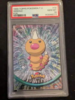 PSA 10 1999 Topps Weedle #13 Holo Foil Rare Pokemon TV GEM MINT BLACK LOGO - Image 1