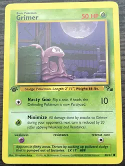 1st Edition Grimer 48/62 Pokemon TCG WOTC Base Set Fossil MINT - Image 1