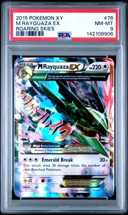 2015 Pokemon XY Roaring Skies Mega Rayquaza EX 76/108 #76 PSA 8 NM-MT - Image 1