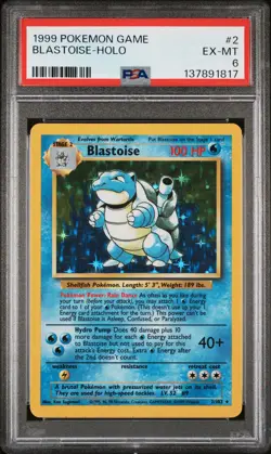1999 POKEMON BASE SET UNLIMITED #2 BLASTOISE-HOLO PSA 6 - Image 1
