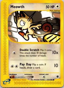 Meowth 121/165 Common Expedition Base Set Pokemon NM - Image 1