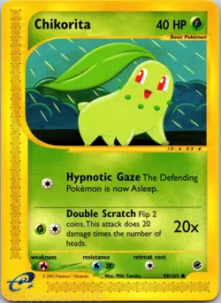 Chikorita 99/165 Common Expedition Base Set Pokemon NM - Image 1
