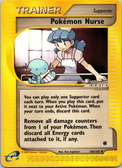 Pokemon Nurse 145/165 Uncommon Expedition Base Set Pokemon NM - Image 1