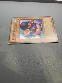 Yu-Gi-Oh! Penguin Soldier Super Rare 1st Edition SDJ-022 HP BADLY DAMAGED - Image 3