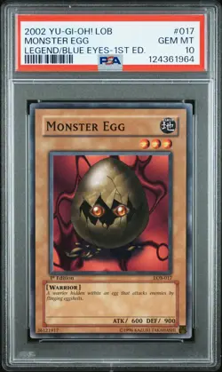 2002 YU-GI-OH! LOB-LEGEND OF BLUE EYES WHITE DRAGON 1ST ED MONSTER EGG PSA 10 - Image 1