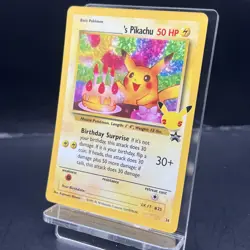 Pikachu Birthday 25th Celebrations Holo Black Star Promo 24 Pokemon TCG Card LP - Image 3