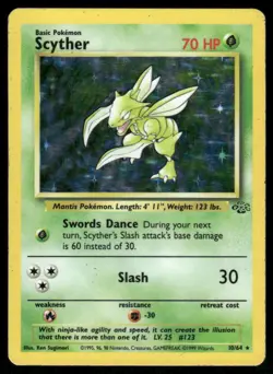 Pokemon Cards Scyther 10/64 UNLIMITED Jungle WOTC Holo Rare MP - Image 1
