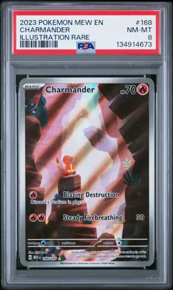 2023 POKEMON MEW EN-151 ILLUSTRATION RARE #168 CHARMANDER PSA 8 - Image 1