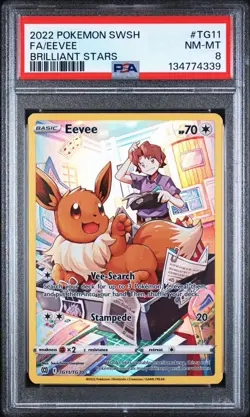 2022 POKEMON SWORD & SHIELD BRILLIANT STARS FULL ART/EEVEE TG11 PSA 8 - Image 1