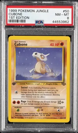1999 POKEMON JUNGLE 1ST ED #50 CUBONE PSA 8 - Image 1