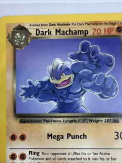 VTG Pokemon Team Rocket Unlimited Edition Dark Machamp 27/82 Rare Non Holo F/S - Image 2