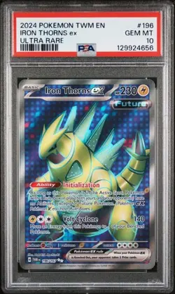 PSA 10 GEM Mint Iron Thorns ex 196/167 Ultra Rare Full Art - Pokemon SV06 TWM - Image 1