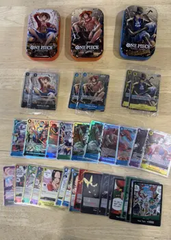 ONE PIECE CARD GAME ENGLISH MIXED LOT - TIN PROMOS, SECRET RARES, DON CARDS - Image 1