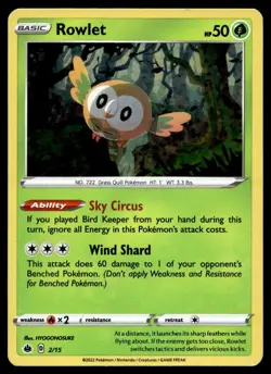 Rowlet 2/15 Pokemon Card McDonald's Promos 2022 Holo 50 HP Lightly Played Z3 - Image 1