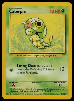 Caterpie 045/102 Base Set Common Pokemon TCG NM - Image 1
