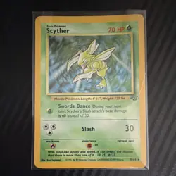 Pokemon TCG Scyther Jungle 10/64 Unlimited Holo Rare 70 HP 1999 - Image 1