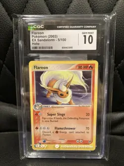 Pokemon TCG 2003 Flareon 5/100 EX Sandstorm Holo Rare Card CGC 10 Gem Mint - Image 1