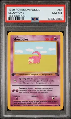 (PSA 8) Pokemon: Fossil – Slowpoke #55 [1st Edition] - Image 1