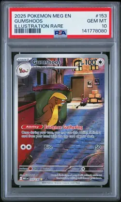 2025 Pokemon Meg EN-Mega Evolution Gumshoos Illustration Rare PSA 10 #153 - Image 1