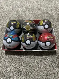 Pokemon PokeBall Tin Lot Of 6 Sealed - 3 TCG Booster Packs Per Tin (H24) - Image 1