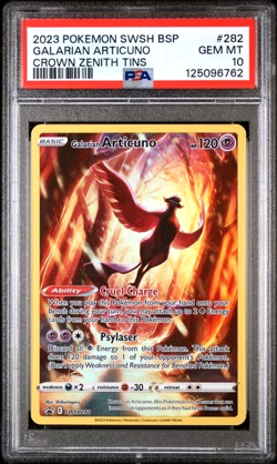PSA 10 2023 POKEMON SWSH BLACK STAR PROMO 282 GALARIAN ARTICUNO CROWN ZENITH TIN - Image 1