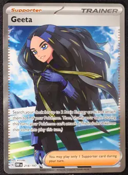Geeta - 218/197 - Ultra Rare Full Art - Pokemon TCG SV03: Obsidian Flames NM - Image 3