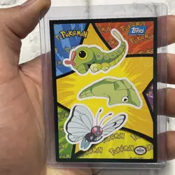 Pokemon Caterpie Metapod Butterfree The First Movie Sticker Card Topps 1999 LP+ - Image 1