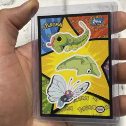 Pokemon Caterpie Metapod Butterfree The First Movie Sticker Card Topps 1999 LP+ - Image 2