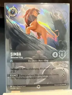 Disney Lorcana TCG Simba Returned King Enchanted 215/204 The First Chapter Holo - Image 1