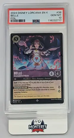 2024 DISNEY LORCANA EN 4-URSULA'S RETURN FOIL #36 BELLE MYSTIC PSA 10 GEM MT - Image 1