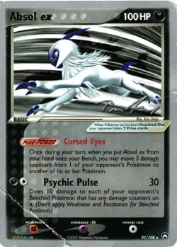 Pokemon TCG Absol EX 92/108 World Championship Card 2007 DMG - Image 1