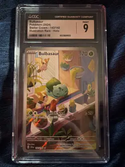 Pokemon TCG Bulbasaur Stellar Crown Illustration Card 143/142 PSA 9 - Image 1