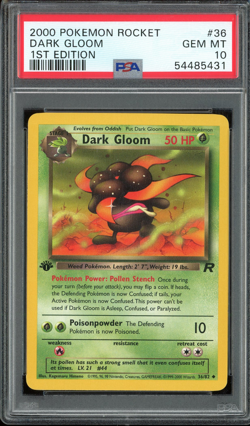 PSA 10 Dark Gloom 1st Edition Team Rocket 36/82 Pokemon Card - Image 1