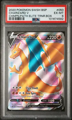 2020 POKEMON SWSH BLACK STAR PROMO #050 CHARIZARD V PSA 6 - Image 1