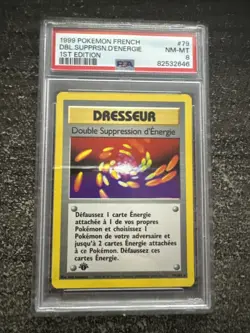 DOUBLE SUPPRESSION D’ENERGIE RARE - POKEMON 79/102 SET DE BASE EDITION 1 PSA 8 - Image 1
