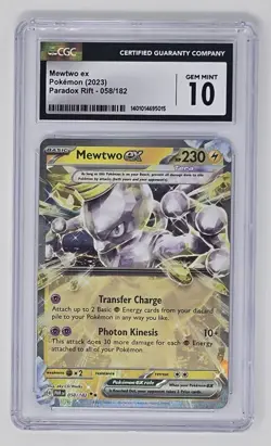 Mewtwo ex (058/182) CGC 10 (2023) Pokemon Double Rare Holo S&V: Paradox Rift - Image 1
