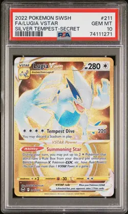 2022 POKEMON SWSH #211/195 FA/ LUGIA VSTAR SILVER TEMPEST GOLD SECRET PSA 10 - Image 1