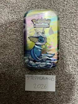 Pokemon TCG: Scarlet & Violet—Prismatic Evolutions Mini Tin New Sealed: Vaporeon - Image 1