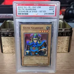 Yu-Gi-Oh! TCG Konami Celtic Guardian LOB-007 Legend of Blue Eyes 1st Ed PSA 9 - Image 1