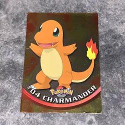 1999 Topps Pokemon T.V. Charmander #4 Blue Logo Holo Rare TCG Card Holographic - Image 1