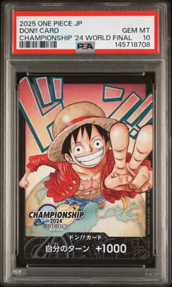 2025 ONE PIECE JPN PROMOS CHAMP 2024 WORLD FINAL DON!! CARD PSA 10 - Image 1