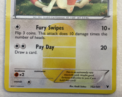 2011 Meowth 102/101 Noble Victories Holo Pokemon Card MP/LP - Image 3