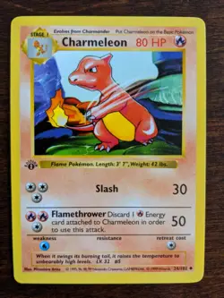 Charmeleon 1st Edition Shadowless Pokemon Card Base Set 24/102 English NM - Image 1
